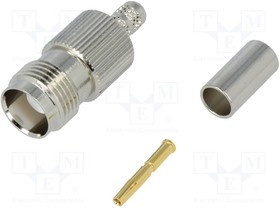 T6121A1-NT3G150, Вилка, TNC, "мама", прямой, 50Ом, обжим, на провод, делрин (POM)