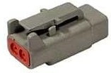 DTM06-2S, Hybrid, Housing for Female Terminals, WiretoWire, 2 Position, .165 in [4.19 mm] Centerline, Sealable, Gray, Wire Cable, Power Si