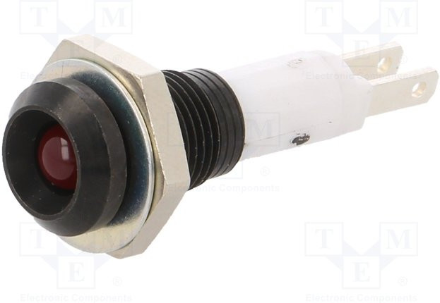 2658.8023, Индикат.лампа: LED, вогнутый, Отв: d9мм, на печатную плату, латунь