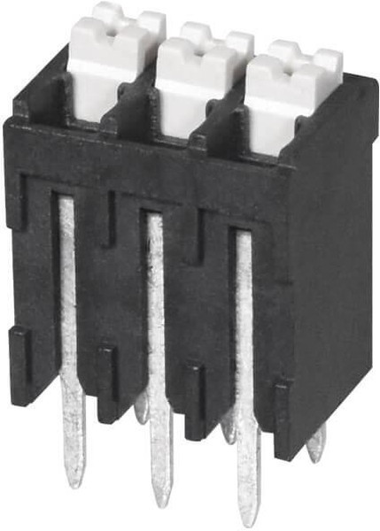 TBLH10V-350-03BK, Fixed Terminal Blocks Terminal block, screwless, High Temp, 3.5, Vertical, 3, Black w Gray Button