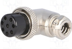 MIC358, Вилка, микрофонный, "мама", PIN: 8, на провод, угловой 90°