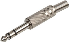 PSG08583, Телефонный аудио разъем, 3 контакт(-ов), Штекер, 6.35 мм, Монтаж на Кабель