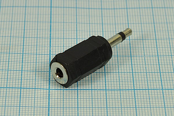 Штекер 3,5моно-Гнездо 3,5стерео, 2C[Ni], пластик, [переход]; №366 штек 3,5моно-гн 3,5стерео\2C[Ni]\ \пласт\\[переход]