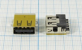 Разъем USB розетка, тип A, контакты на плату, USB A-SA