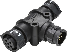 AB-CB-060606-MFF-TQ001, Аксессуар разъема, 6Pos, Plug to Receptacle x 2, T Adaptor, Circular Connectors AB-CB-060606-MFF-TQ001, Аксессуар разъема, 6Pos, Plug to Receptacle x 2, T Adaptor, Circular Connectors