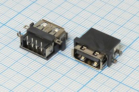 Гнездо USB, Тип A, угловое, 4 контакта, на плату; №13263 гн USB \A\4P4C\плат\угл\USB A-SA6