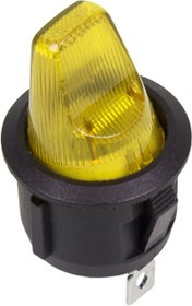 36-2602, Выключатель клавишный круглый 250V 6А (3с) ON-OFF желтый (перепак. из 12в)