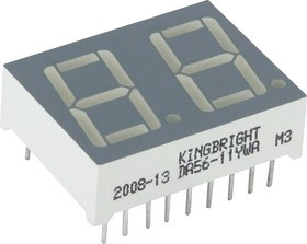 DA56-11YWA, Индикатор 14.2мм 2х7 желтый ОА, 4.7мКд