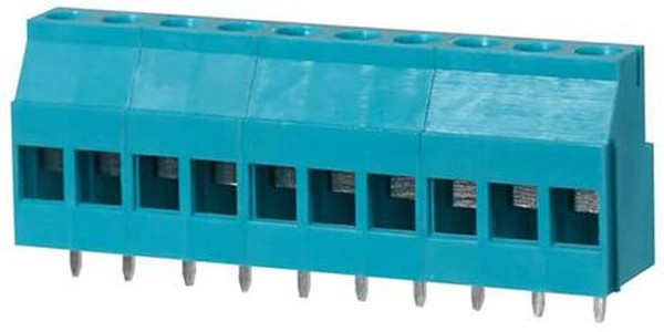 TB010-508-10BE, Fixed Terminal Blocks Terminal block, screw type, 5.08 , horizontal, 10 poles, CUI Blue, slotted screw, PCB mount