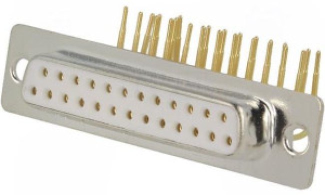 DH25F, Разъем D-Sub; PIN: 25; гнездо; "мама"; на PCB; угловой 90°; THT