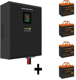 EX296666RUS, Комплект ИБП EX296004RUS + батарея 75Aч EX285653RUS 4шт (инвертор, синус, для котла, настенный) ExeGate FineSine SX-5000.LCD.AV