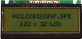 MC122032CA6W-SPR, Графический ЖК-дисплей, 122 x 32 Pixels, Черный на Желтом / Зеленом, 5В, Параллельный, Отражающий MC122032CA6W-SPR, Графический ЖК-дисплей, 122 x 32 Pixels, Черный на Желтом / Зеленом, 5В, Параллельный, Отражающий