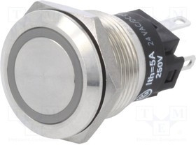 82-5151.2134, Pushbutton Switches Grn RingLED 24VAC/DC 19mm QC Flush Maint