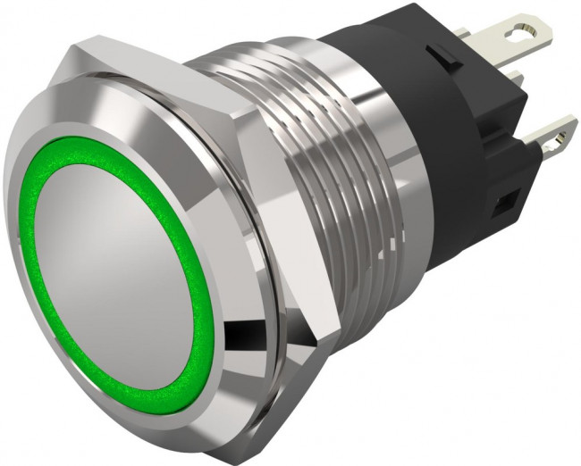 82-5151.2134, Pushbutton Switches Grn RingLED 24VAC/DC 19mm QC Flush Maint