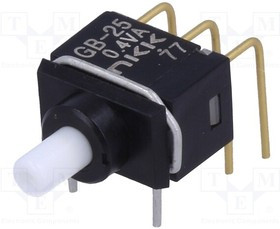 GB25AH, Pushbutton Switches DPDT ON -(ON) R/A
