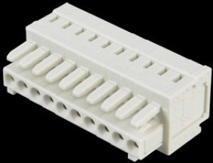 Socket header, 10 pole, pitch 3.5 mm, angled, light gray, 734-110 Socket header, 10 pole, pitch 3.5 mm, angled, light gray, 734-110