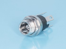 DJK-04B, Разъем питания штыревой 2,5мм, вилка на приборный блок, под гайку, МИНИ