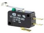 V7-1S17D8-263, Switch Snap Action N.O./N.C. SPDT Simulated Roller Lever 0.1A 250VAC 0.88N Screw Mount Quick Connect