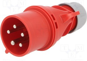 025-6V, Разъем: питания AC, трехфазный; вилка; "папа"; 32А; 400ВAC; IP44