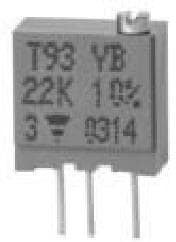 T93XB253KT20, Trimmer Resistors - Through Hole 3/8" SQ H/ADJ 25K