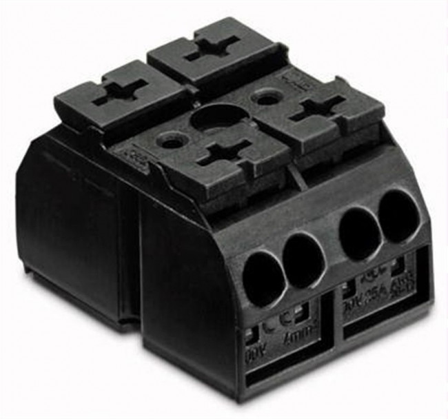 862-552, 2-полюсная 4-пров. колодка, 0,5-4 мм2, без марк., чёрная