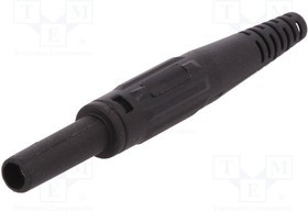 XK-410-21, Гнездо, "банан" 4мм, 32А, черный, Монтаж на кабель, 2,5мм2