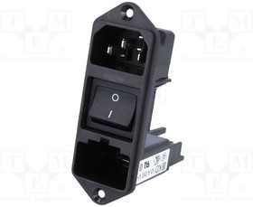 KD13.1101.151, Разъем: питания AC, гнездо, "папа", 10А, 250ВAC, IEC 60320