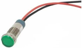 656-3204-304F, LED Panel Mount Indicators 1/2 Dome Green 24VDC w/Terminals