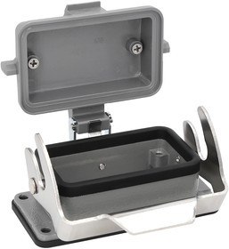 MP009381, Разъем для тяжелых условий, Основа, сквозной монтаж с гайкой, Корпус из Алюминия, 1 Рычаг, 10B