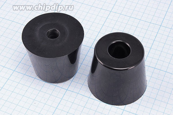 RL-SR-50x38x40, Ножка приборная коническая, армированная шайбой, ø50мм, высота 40мм; №15716 ножка прибор 50x40\h-18,0/отв 10,0\резин\конус\