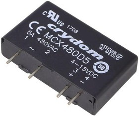 MCX480D5, Solid State Relays - PCB Mount PCB SIP SSR 660VAC /5A, 4-15VDC, ZC
