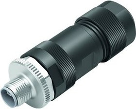 99 0491 12 12, Circular Connector, M12, Plug, Straight, Poles - 12, Solder, Cable Mount