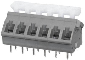 TBL005A-500-06GY-2WT, Fixed Terminal Blocks Terminal block, screwless, 5.00, 45, 6, Gray w White Button