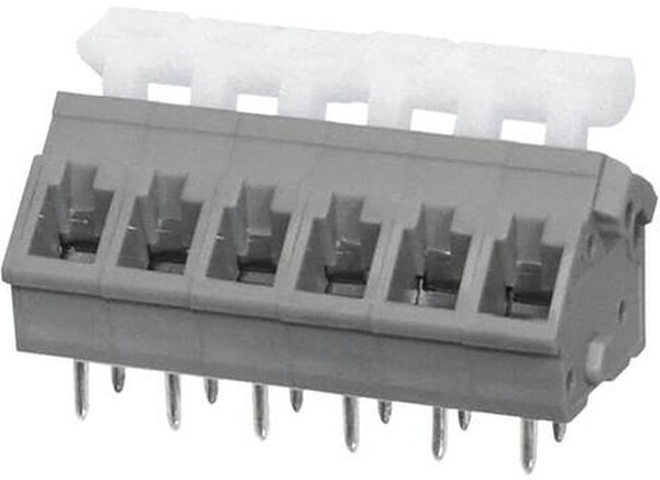 TBL005A-500-06GY-2WT, Fixed Terminal Blocks Terminal block, screwless, 5.00, 45, 6, Gray w White Button