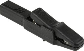 932435100, Crocodile Clip 4 mm Connection, Brass Contact, 25A, Black