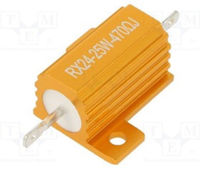 AHP25W-470RJ, Резистор: проволочный, с радиатором, 470Ом, 25Вт, ±5%, 30ppm/°C