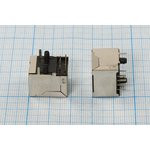 Разъем телефонный розетка, контакты 8P, на плату угловой экран, TJS10P8C-B