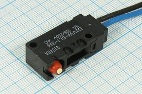 Микропереключатель, размер 38x10 x15, 5А, переключение OFF-(ON), размер концевика H18, D2VW-01-3M