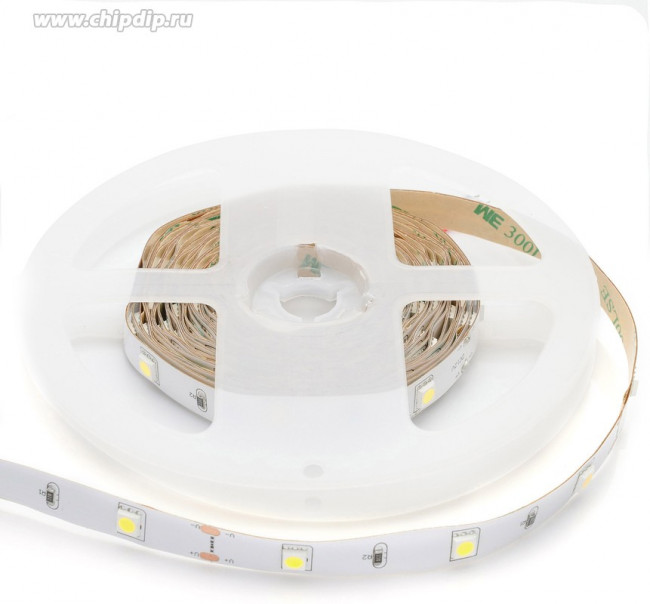 10-40, Набор светодиодной ленты, белый, 12В, 7.2Вт/м, 30SMD(5050)/m, IP20, 5м, с блоком питания