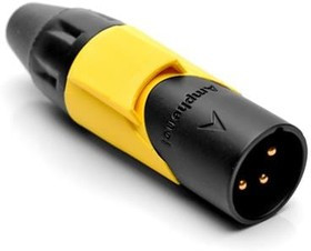 AX3MB4M-AU, XLR Connectors 3P PIN M PLUG BLKGLD W YLW MRK SLV