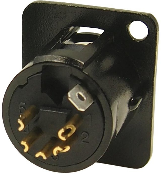 FC61955, Гнездо, XLR, "папа", PIN: 5, пайка, черный, металл, 19x24мм
