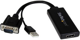 VGA2HDU, Переходник разъема, USB A, VGA, Plug, Plug, HDMI, 19 вывод(-ов), Гнездо