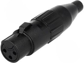 AC3FCP, Вилка, XLR, "мама", PIN: 3, прямой, на провод, пайка, луженые, 133В