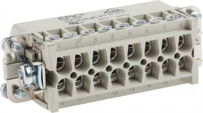 10530000, Heavy Duty Power Connector Insert, 14A, Male, H-A Series, 16 Contacts 10530000, Heavy Duty Power Connector Insert, 14A, Male, H-A Series, 16 Contacts