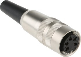 KV50/6, Разъем: M16, вилка, "мама", пайка, на провод, PIN: 5, 5А, 250В, прямой