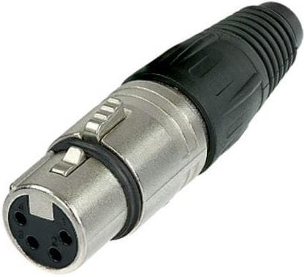 NTR-NC4FX, Вилка, XLR, "мама", PIN: 4, прямой, на провод, пайка, 10А, 3,5-8мм NTR-NC4FX, Вилка, XLR, "мама", PIN: 4, прямой, на провод, пайка, 10А, 3,5-8мм