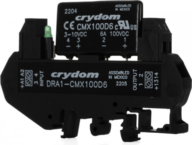 DRA1-CMX100D6, DRA Series Solid State Interface Relay, 10 V dc Control, 6 A Load, DIN Rail Mount DRA1-CMX100D6, DRA Series Solid State Interface Relay, 10 V dc Control, 6 A Load, DIN Rail Mount