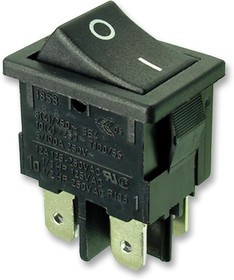 1858.1102-01, Клавишный переключатель, Выкл.-Вкл., DPST, Без Подсветки, Панель, Черный, 1858