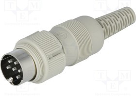 MAS 6100, Вилка, DIN, "папа", PIN: 6, Конф: 240°, прямой, на провод, пайка