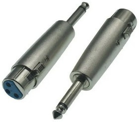JD-493 / XLR 3P F-jack 6.3 mono M, Переходник микрофонный JD-493 XLR 3pin гнездо (мама)-Jack 6.3 mono штекер (папа), 48 В, -20...+50°C, цве